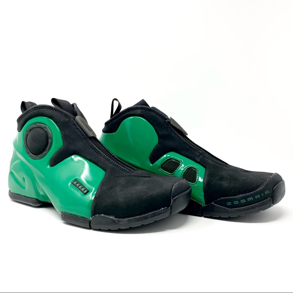 Nike Air Flightposite 2 ‘Clover’ Size 6 Black Green Sneakers Lace Up Zip NEW